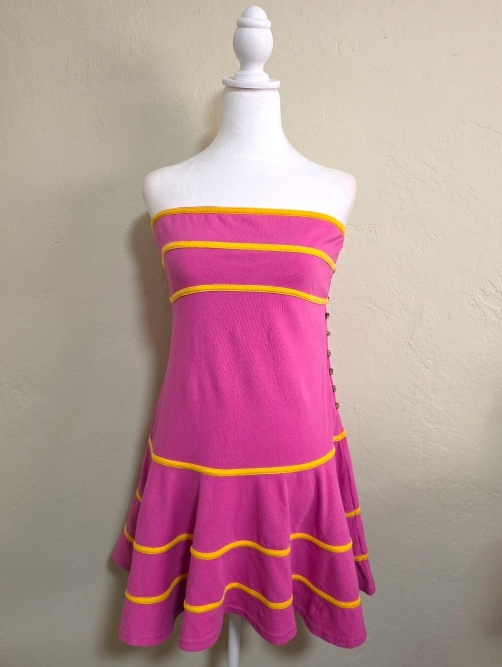 Free People Vibrant Pink Ravine Mini Dress, M, Barbiecore Y2K Summer Beach - Picture 3 of 10